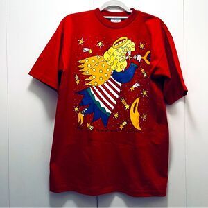 Vintage 1996 Red Christmas Graphic Teeshirt Sz L